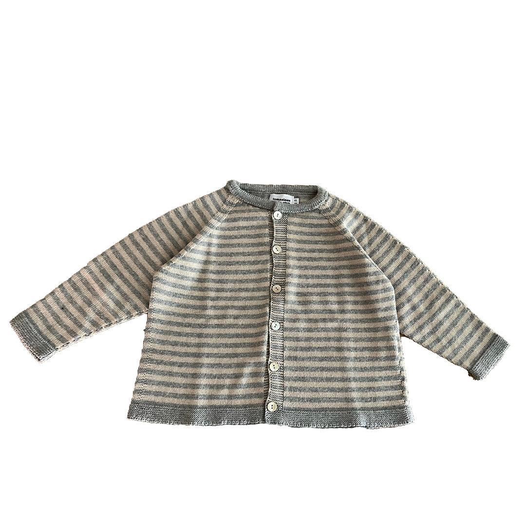 Cardigan rayitas beige y gris