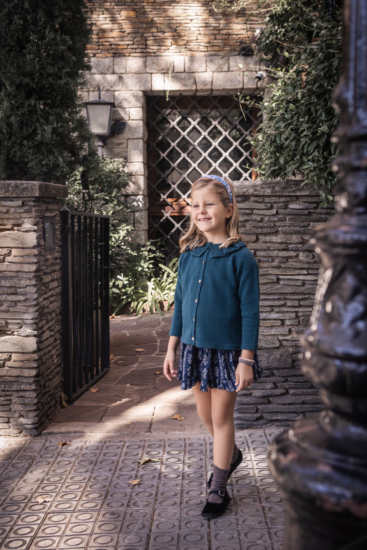 Cardigan cuello volante petróleo