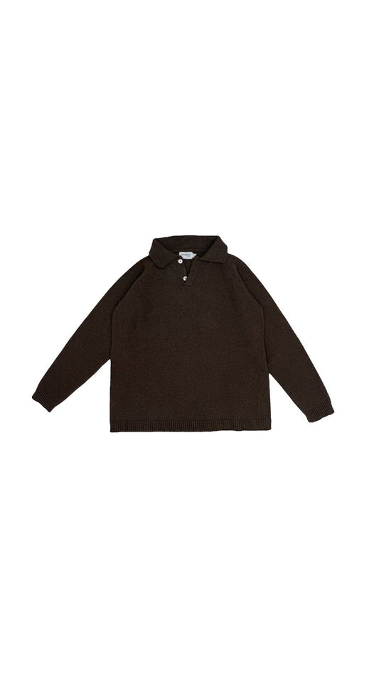 Jersey polo marrón coderas