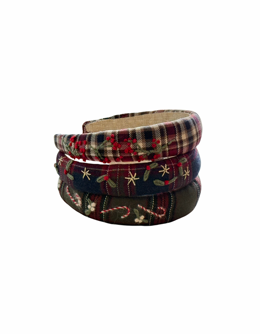 Diademas tartán navideñas