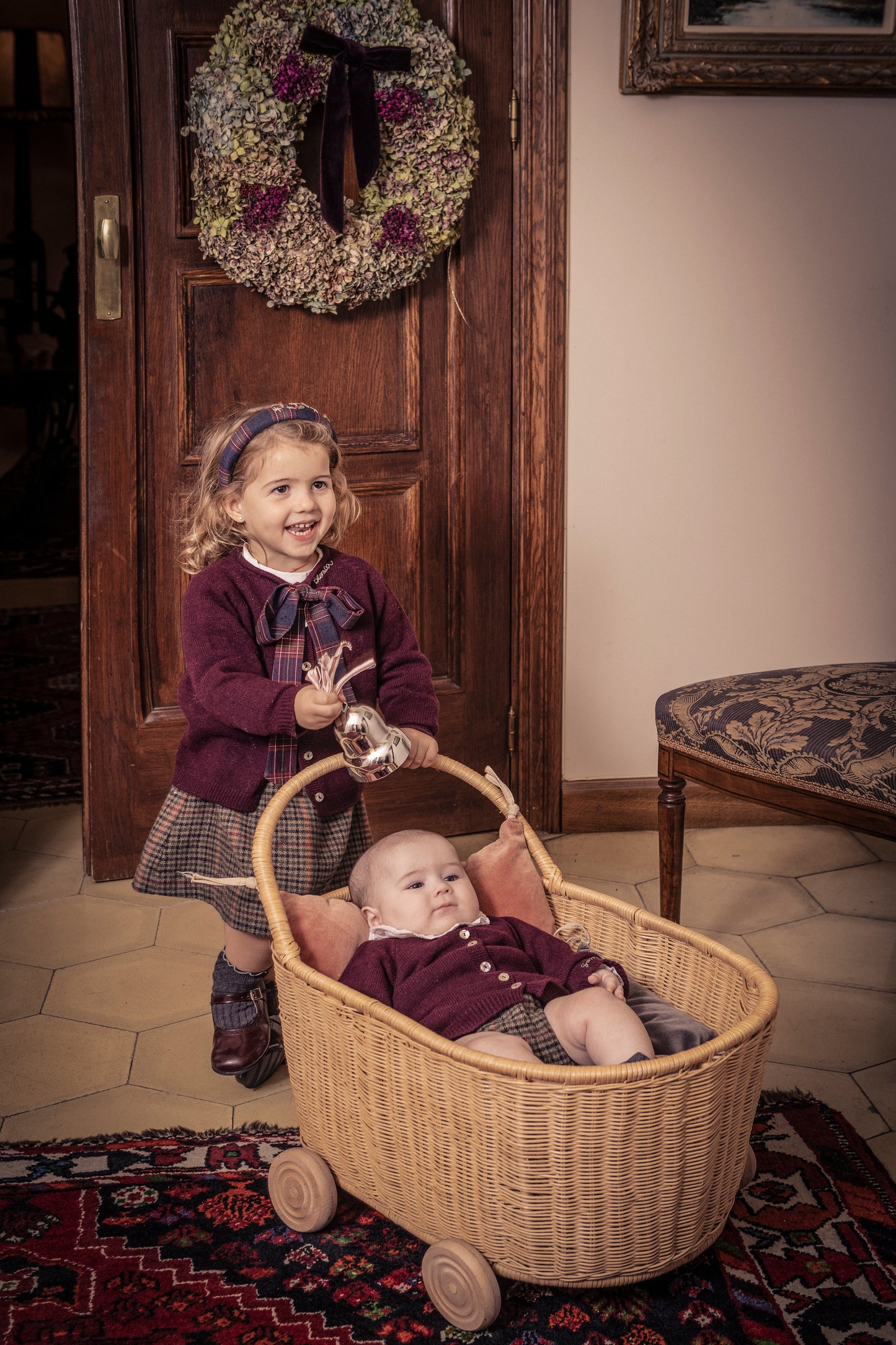 Lazada tartan azul y burdeos