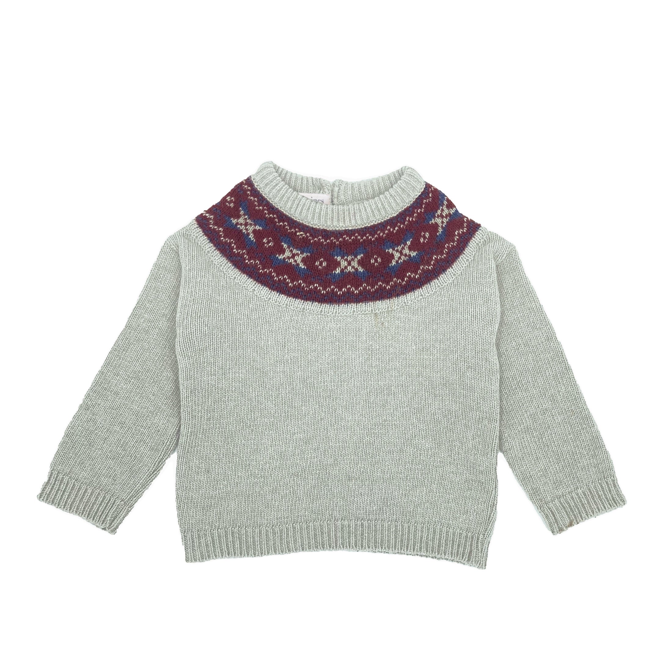 Gocco Maglione In Lana E Poliammide Per Bambine E Ragazze – Jersey Greca Manica Lunga – Colore Ecru Melange